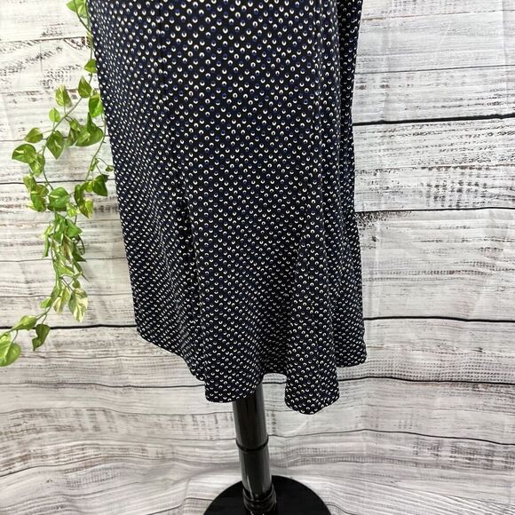 Talbots Skirt size 16 Pet Black Blue Polka Dots Slinky Above Knee Flared Stretch - Picture 11 of 13